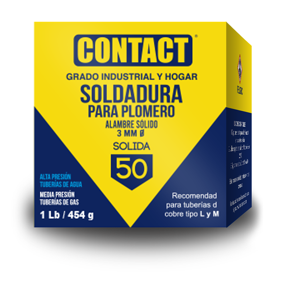 SOLDADURA CONTACT AMARILLA 50-50 SOLIDA 1lb 454gr