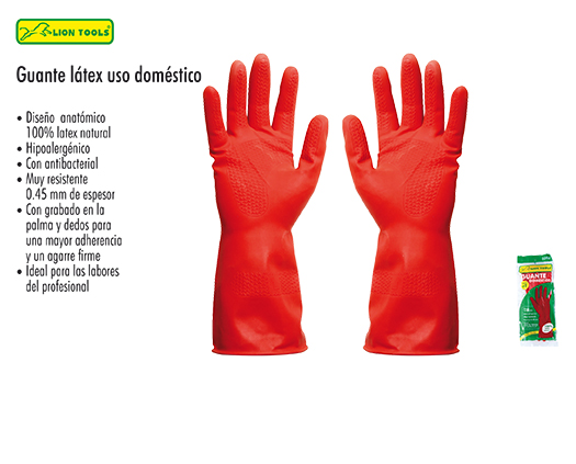 GUANTE LATEX USO DOMESTICO CHICO LION TOOLS