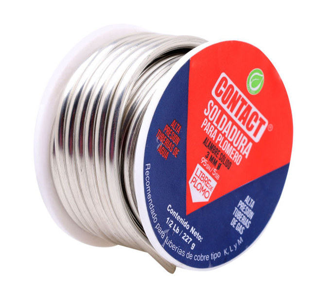 SOLDADURA CONTACT ROJA 95SN/5SB LIBRE DE PLOMO 1/2lb 227gr