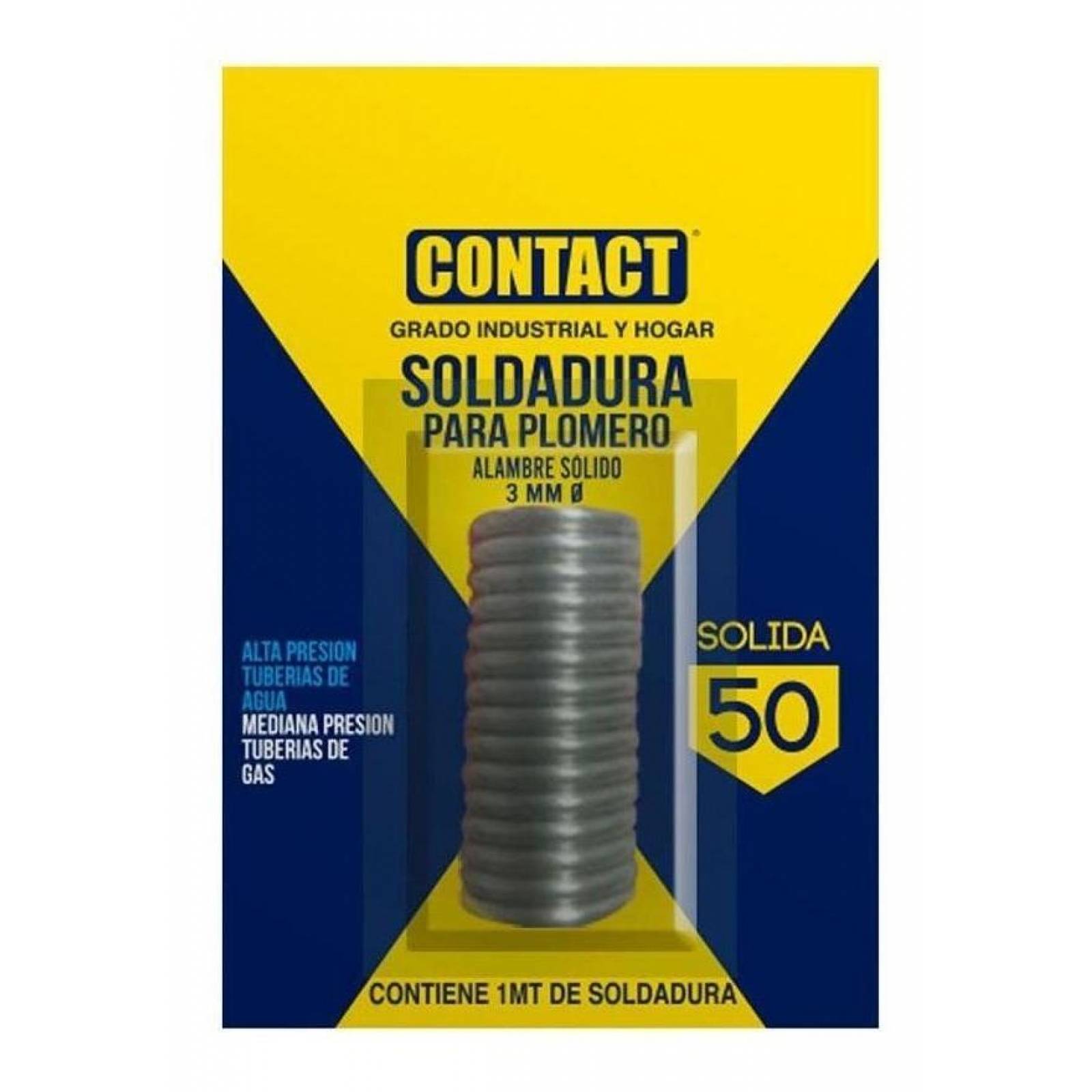 SOLDADURA CONTACT AMARILLA 50-50 SOLIDA 1mt