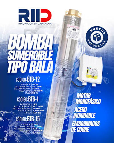 BOMBA SUMERGIBLE TIPO BALA 1/2 (0.5hp)