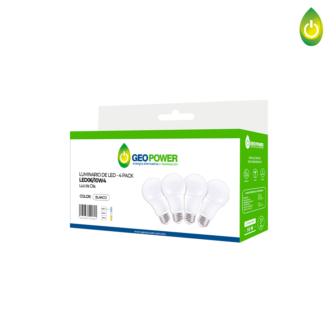 FOCO LED BULBO 10W PACK 4 PIEZAS A19 E26