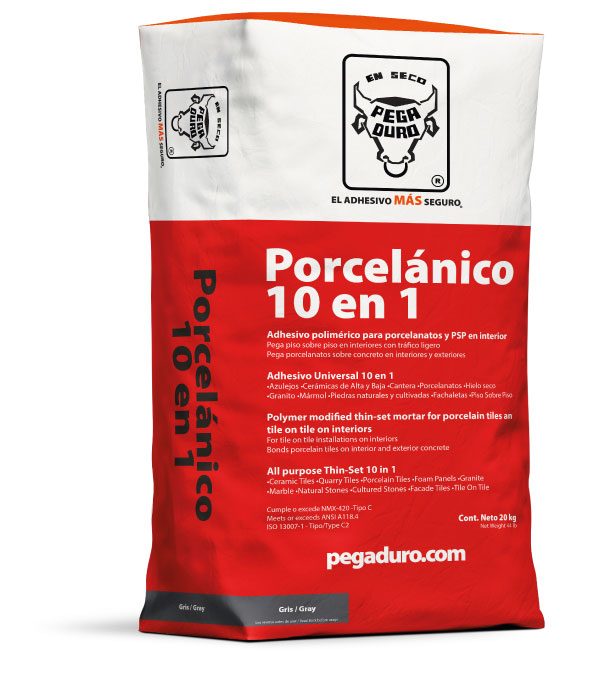 PORCELANICO 10 EN 1 PEGADURO GRIS