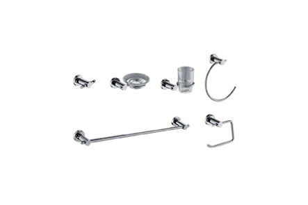 SET 6 PIEZAS ACCESORIOS P/BAÑO ACABADO CROMADO  Modelo: ACC-005