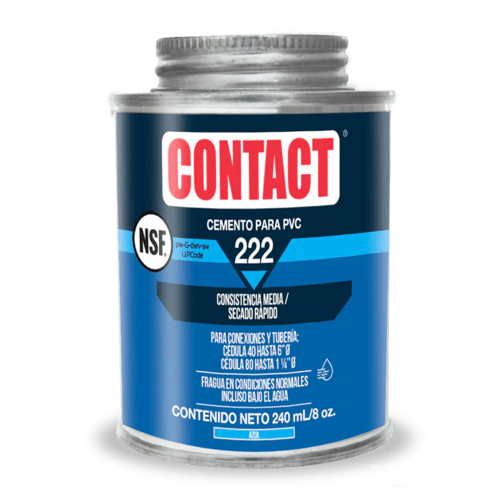 CEMENTO PARA PVC 222 CONTACT LATA 16oz. 1/2
