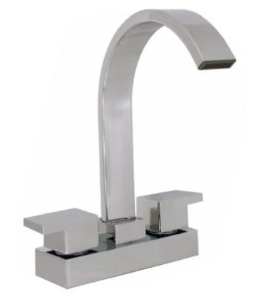 MEZC. MIN. 4'' PICO T/BAR ABAT. C/CERAM 90° CROMO. CUADR  Modelo: 24-ML