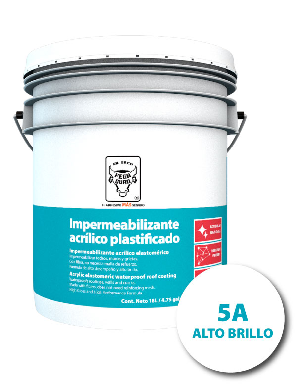 IMPERMEABILIZANTE ACRILICO PLASTIFICADO 5A BLANCO ALTO BRILLO 200LTS
