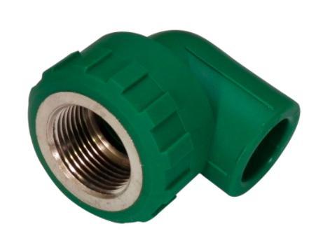 CODO HEMBRA PPR 1/2 X 90 CON INSERTO METALICO VERDE FUSION