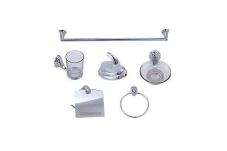 SET 6 PIEZAS ACCESORIOS P/BAÑO ACABADO CROMADO   Modelo: ACC-001