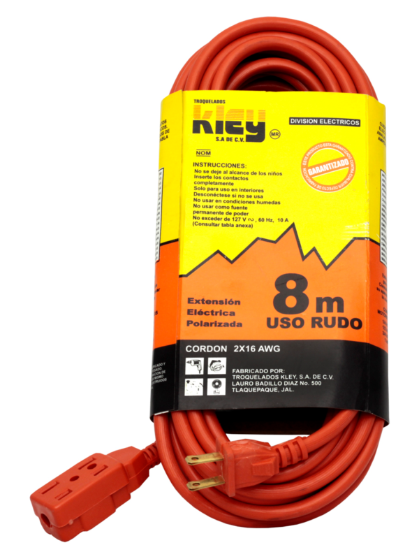 EXTENSION USO RUDO NARANJA C/CONEX. T. 10 MTS 127V 10A   Modelo: EXT-021