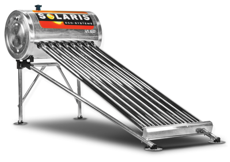 CALENTADOR SOLAR ACERO INOX. 8 TUBOS 60LTS (2 PERSONAS) SOLARIS