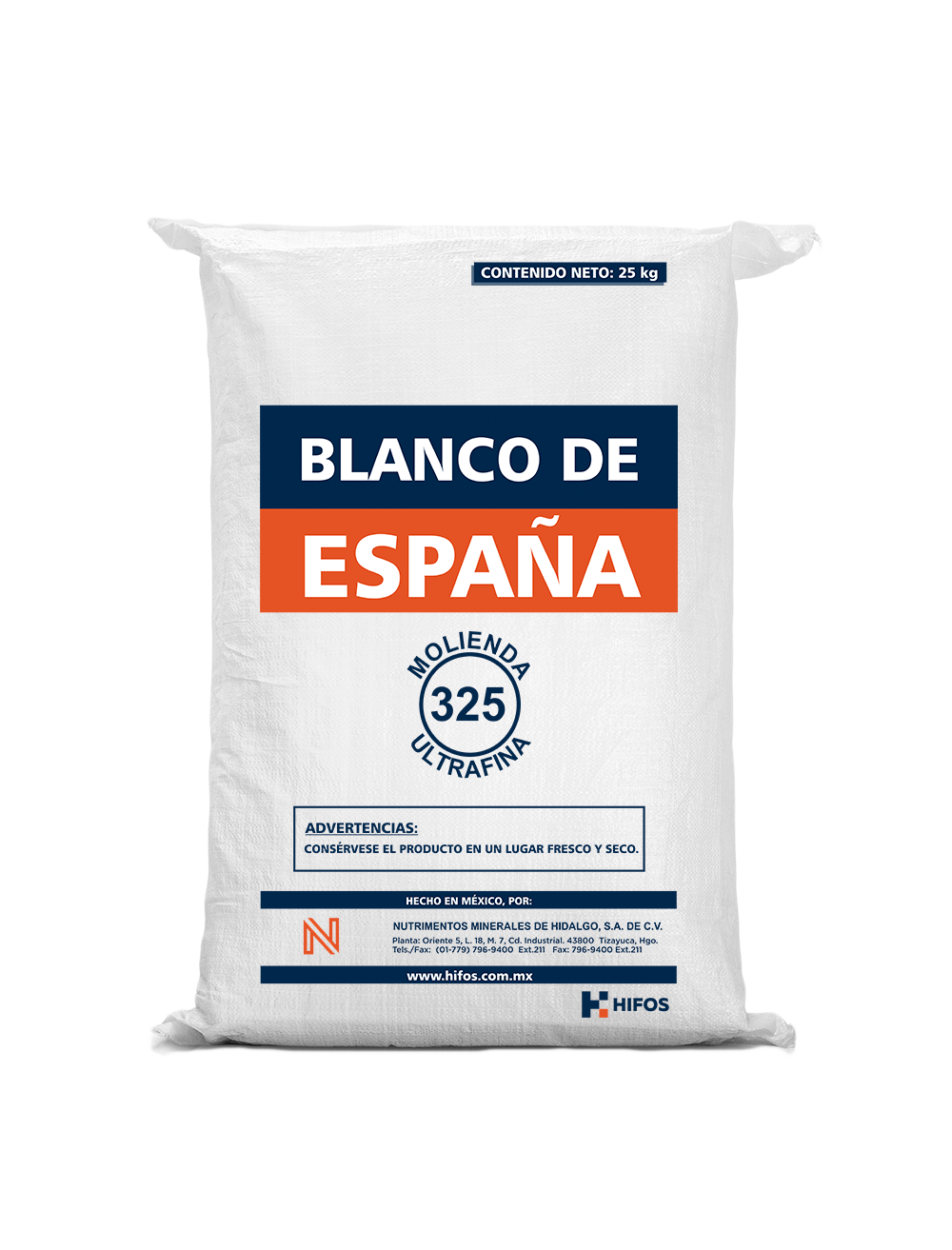 BLANCO ESPAÑA BULTO 25KG SACO NARANJA AZUL